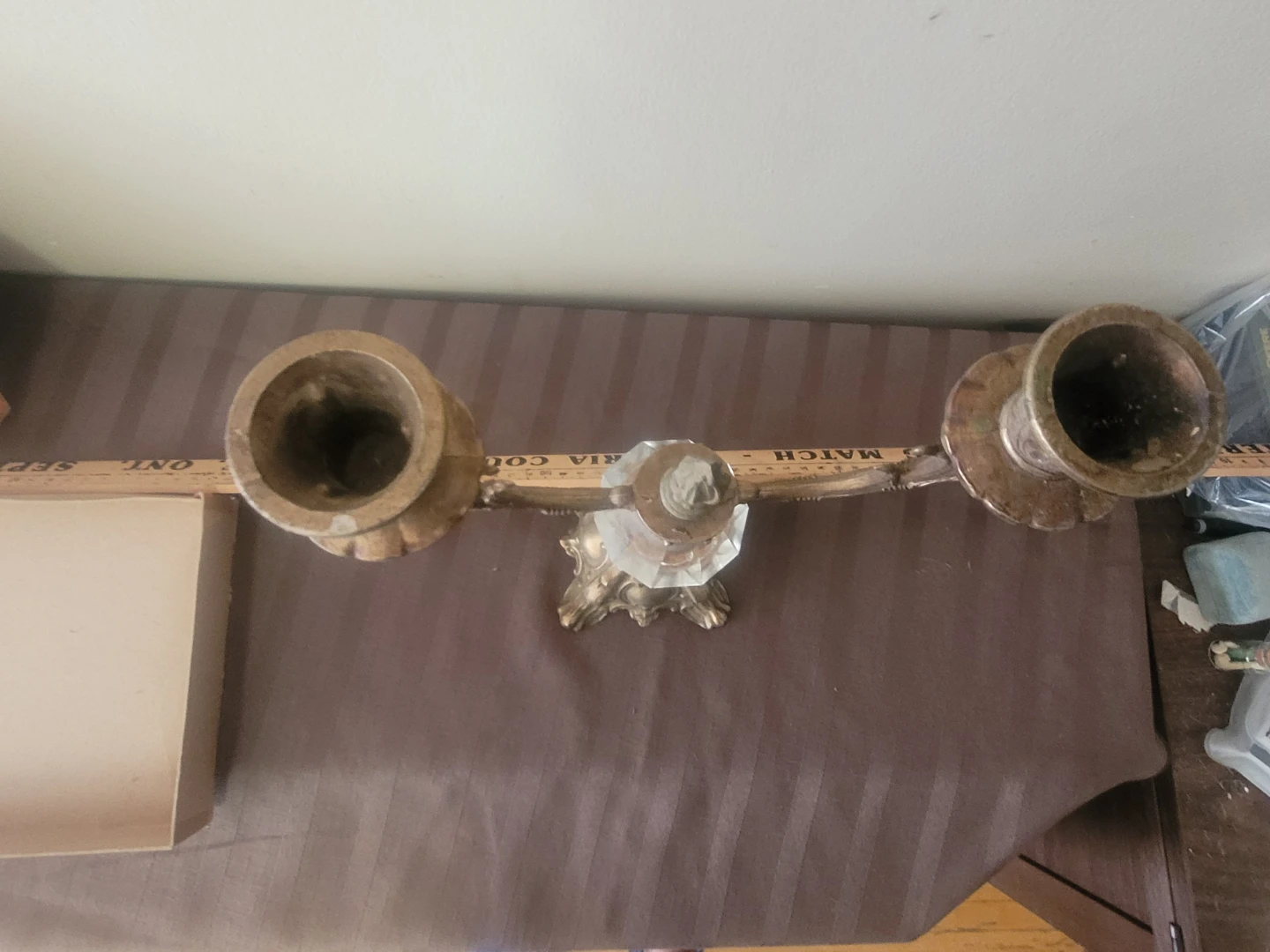 Brass Candelabra with Crystal Accent - photo 5