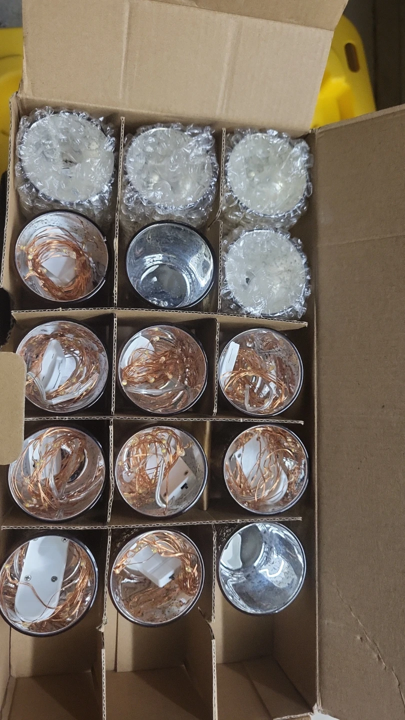 Gold Speckled Glass Votive Holders - String light included - photo 5