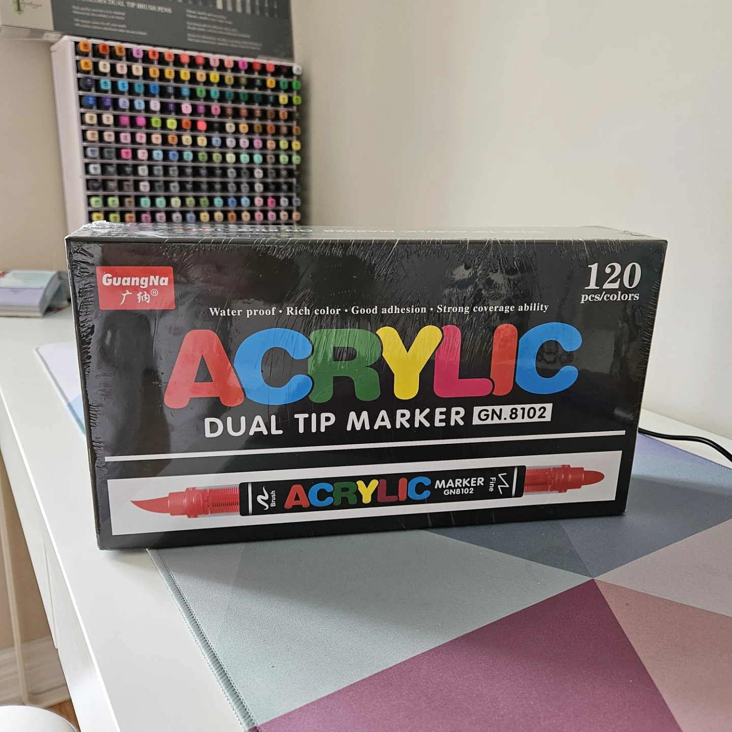 Brand new GuangNa Acrylic Dual Tip Markers - 120 Colours