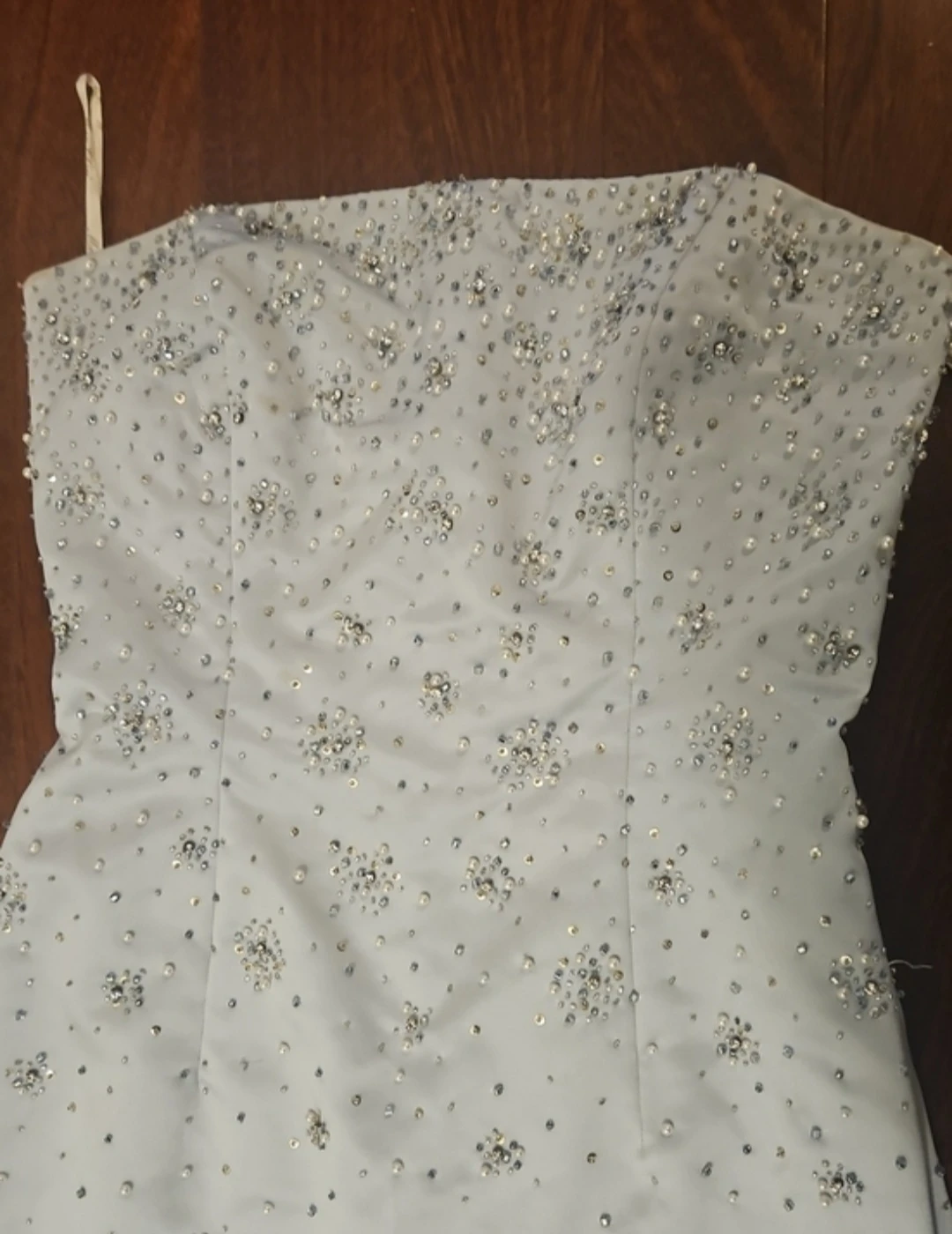 White Beaded Strapless Dress