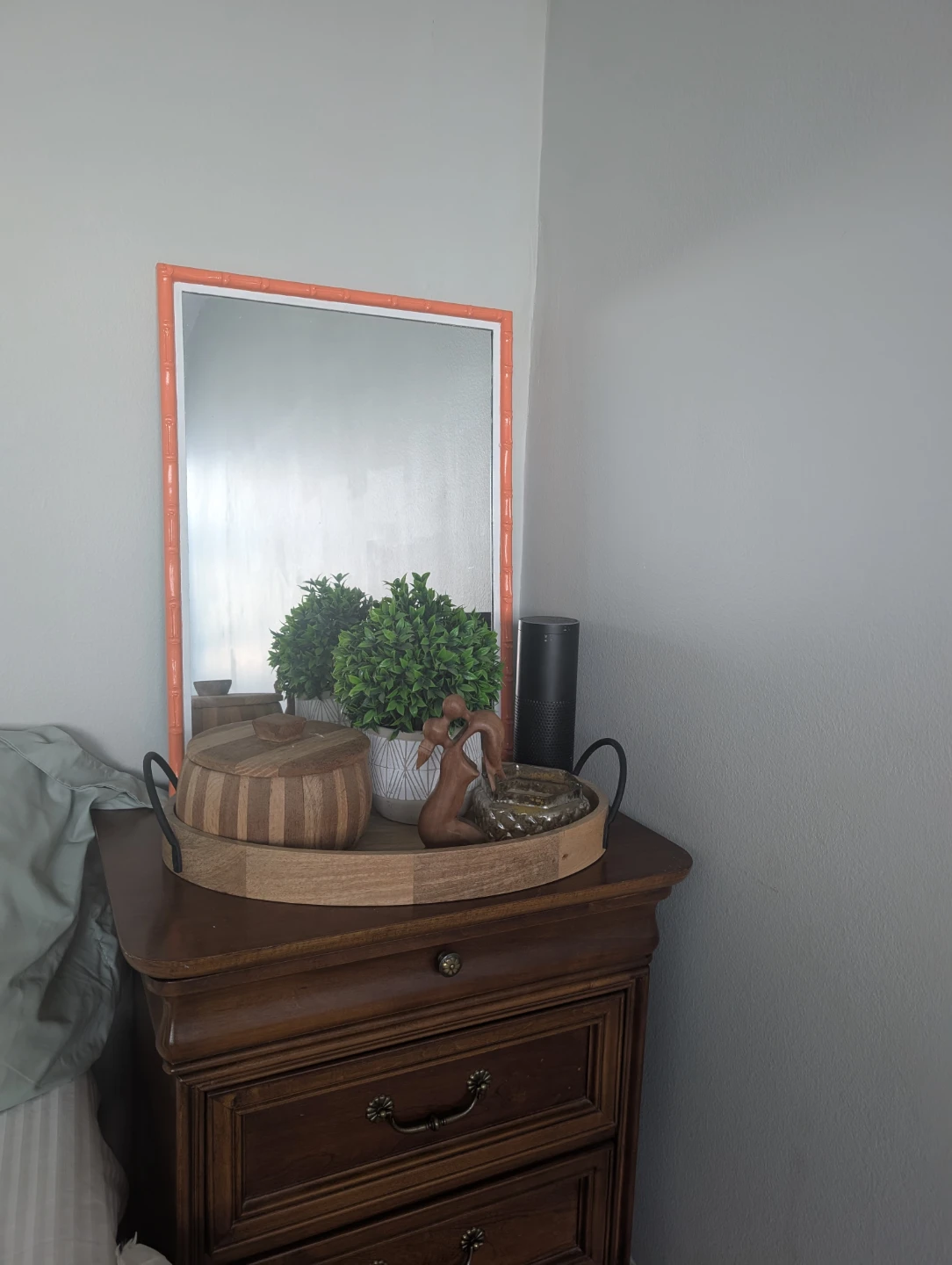 Vintage Coral Bamboo Style Wall Mirror
