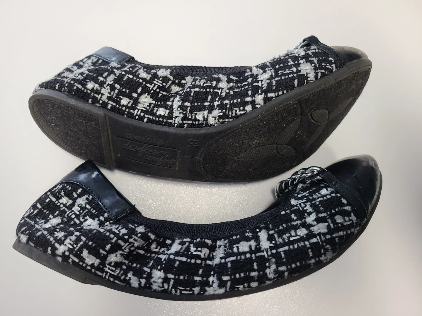DexFlex Comfort Black & White Tweed Ballet Flats Size 8.5 - photo 2