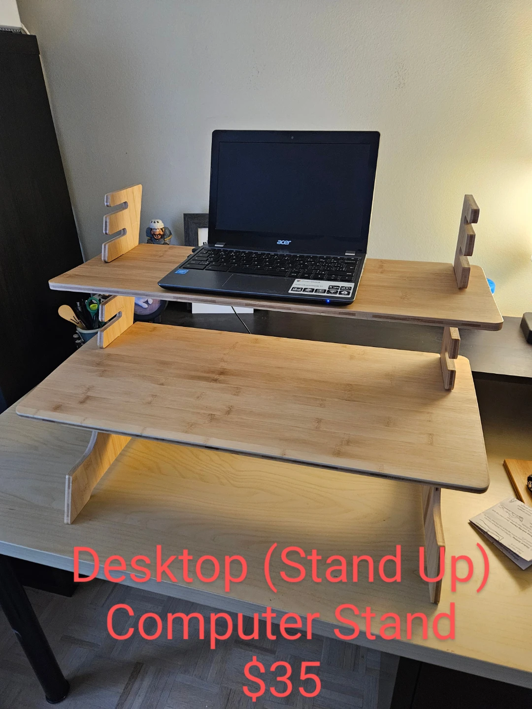 Wooden Desktop Computer Stand