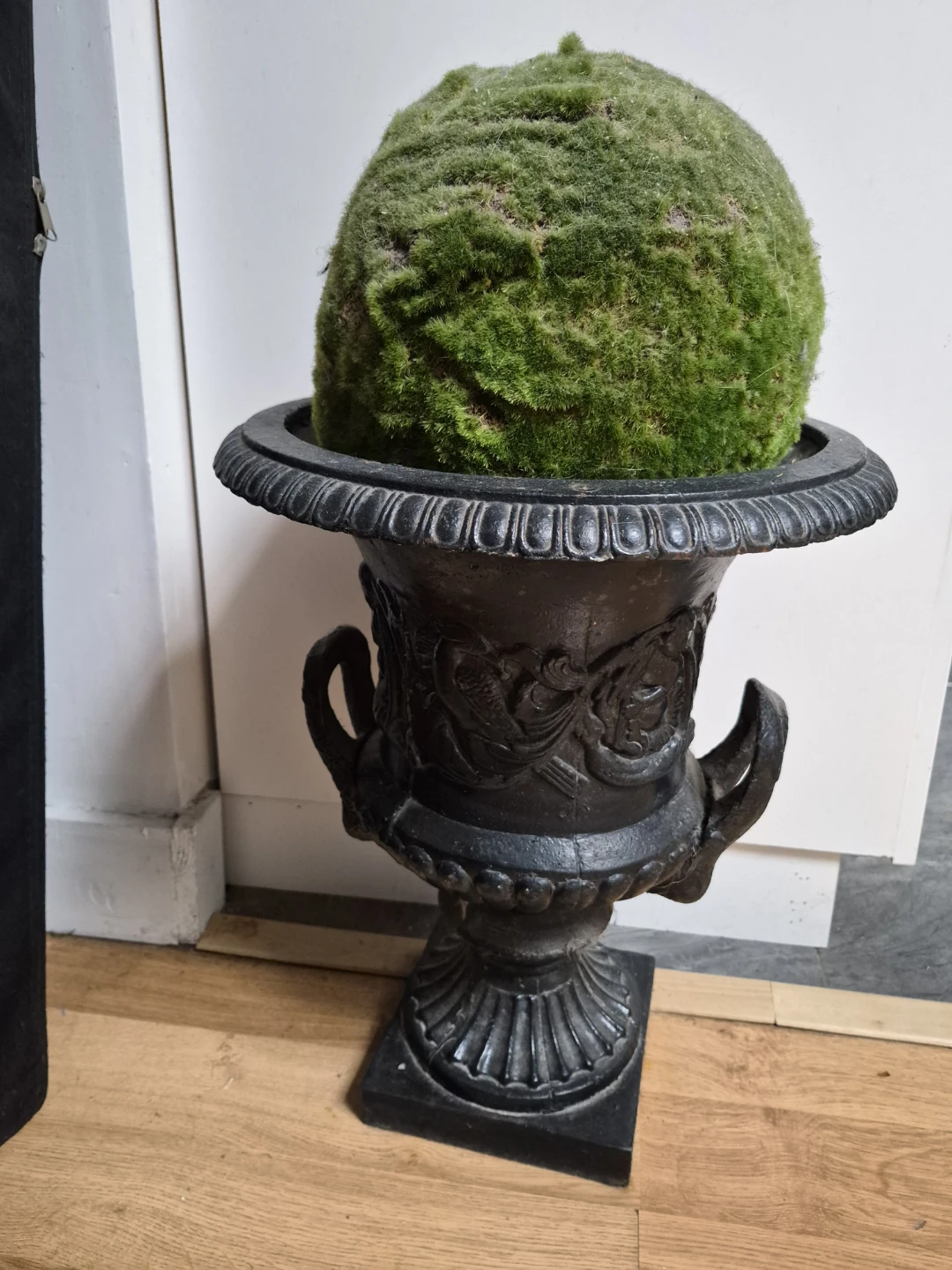 Ornate Urn with Moss Ball Topiary