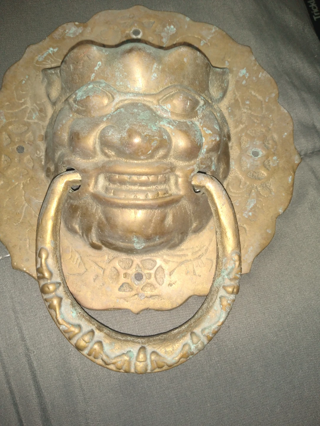 Vintage Brass Lion Head Door Knocker - photo 2