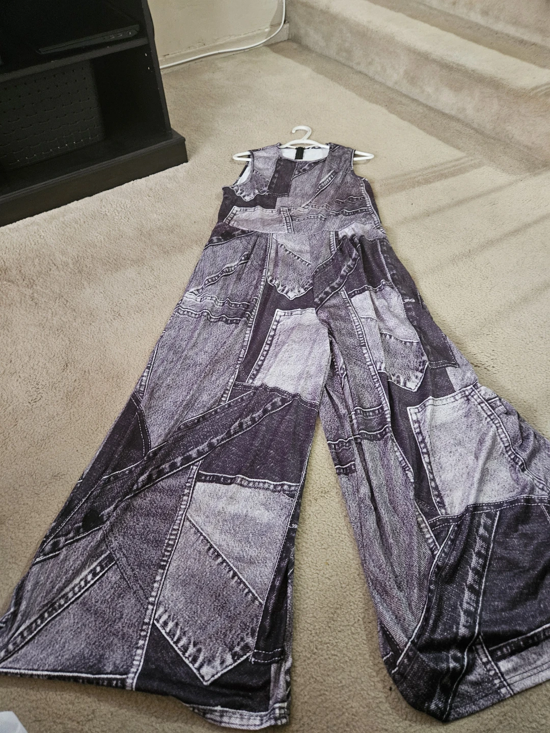 Denim Patchwork Wide Leg Jumpsuit - photo 3
