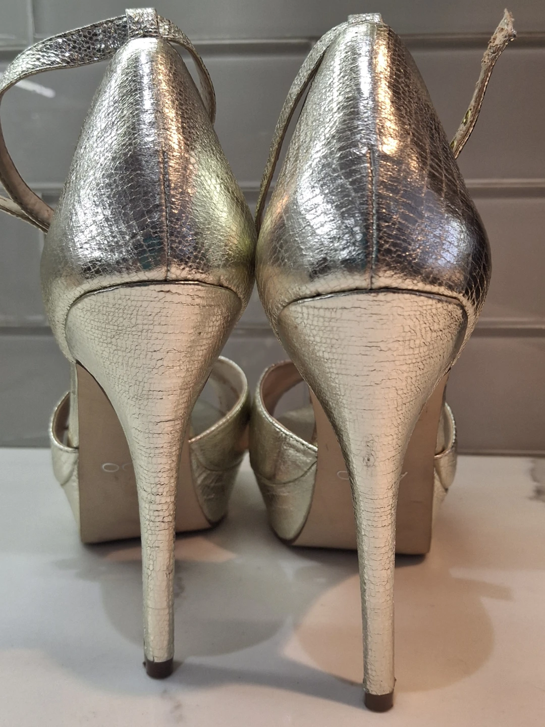 ALDO Gold Strappy Platform Heels - photo 4