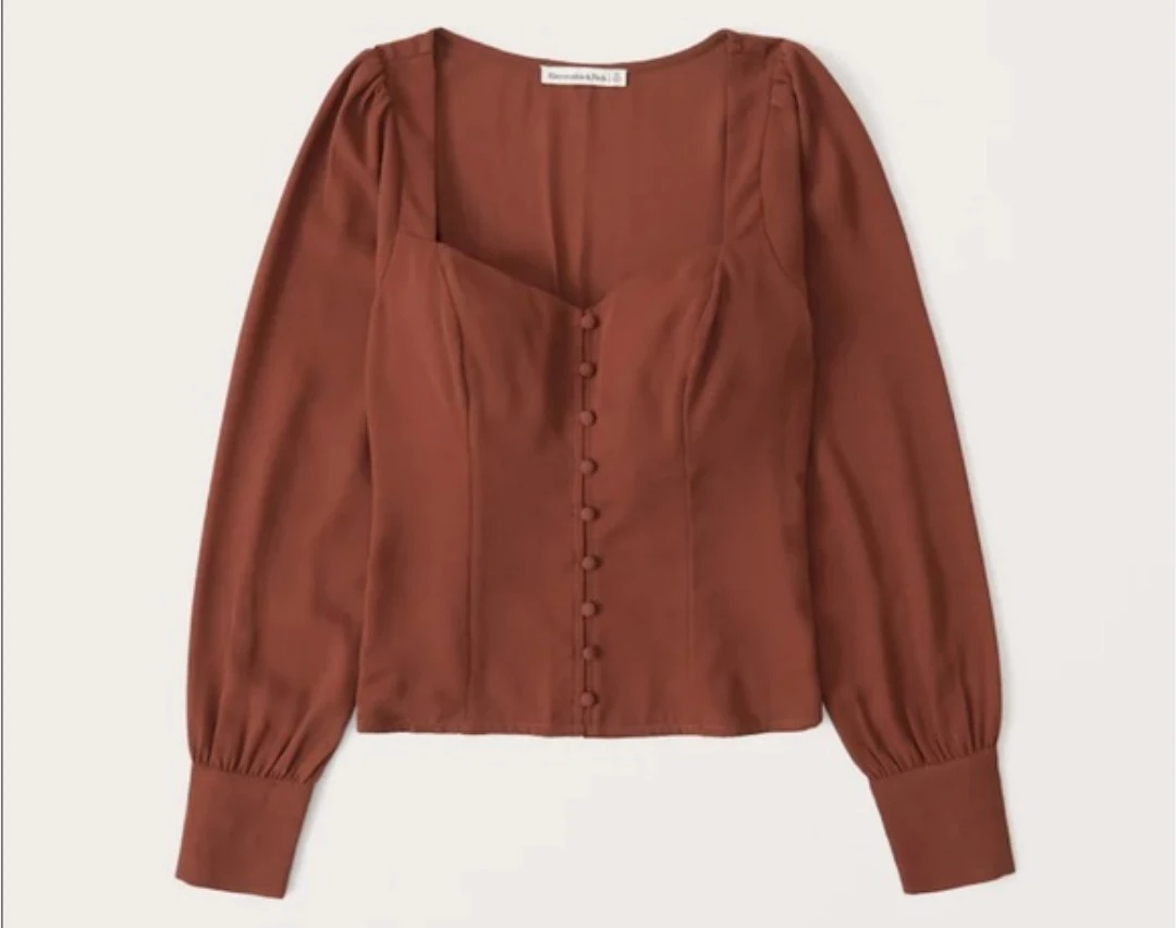 Abercrombie & Fitch Sweetheart Neckline Longsleeve Blouse - photo 3