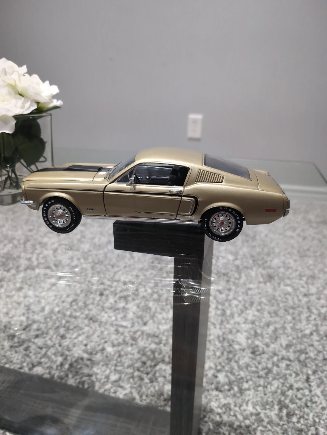 1969 Ford Mustang "GT" Gold Diecast Model Car - photo 3