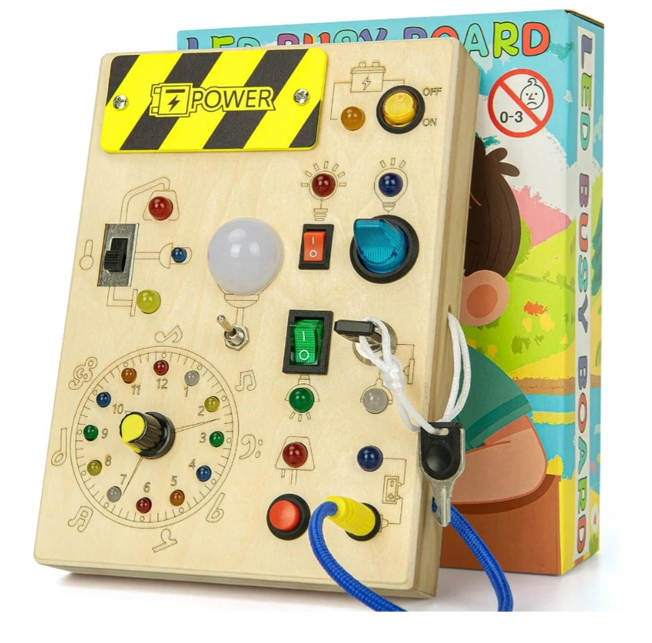 Busy Board with LED Light, Montessori Toddler Toys