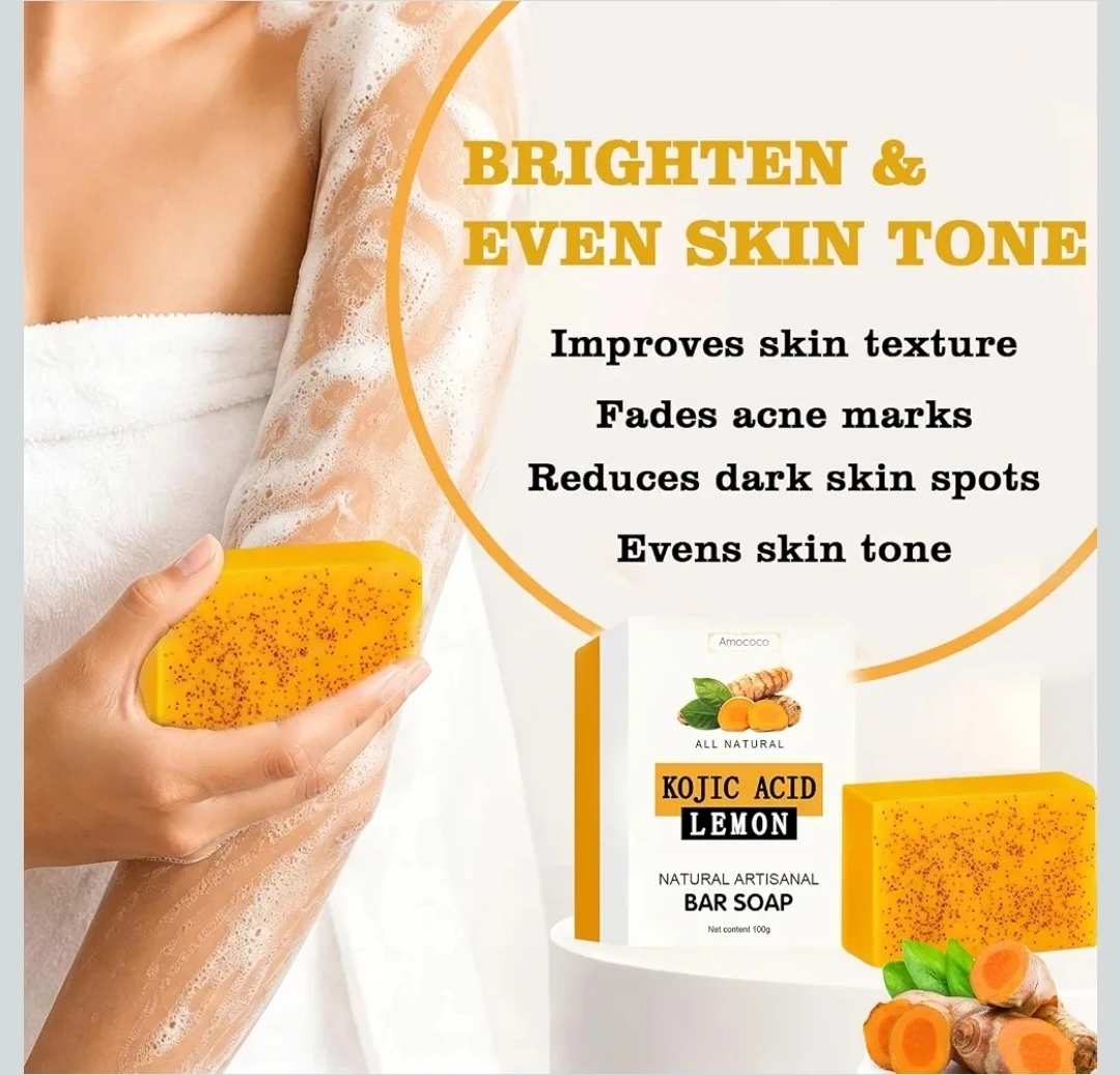 All Natural Kojic Acid Lemon Body & Face Cleansing Soap Bar - photo 3