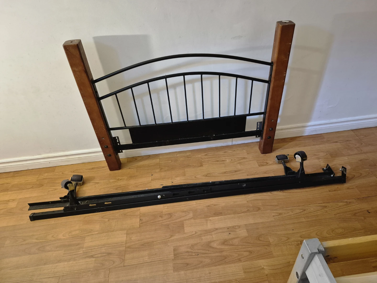 single size.Metal and Wood Bed Frame Headboard
