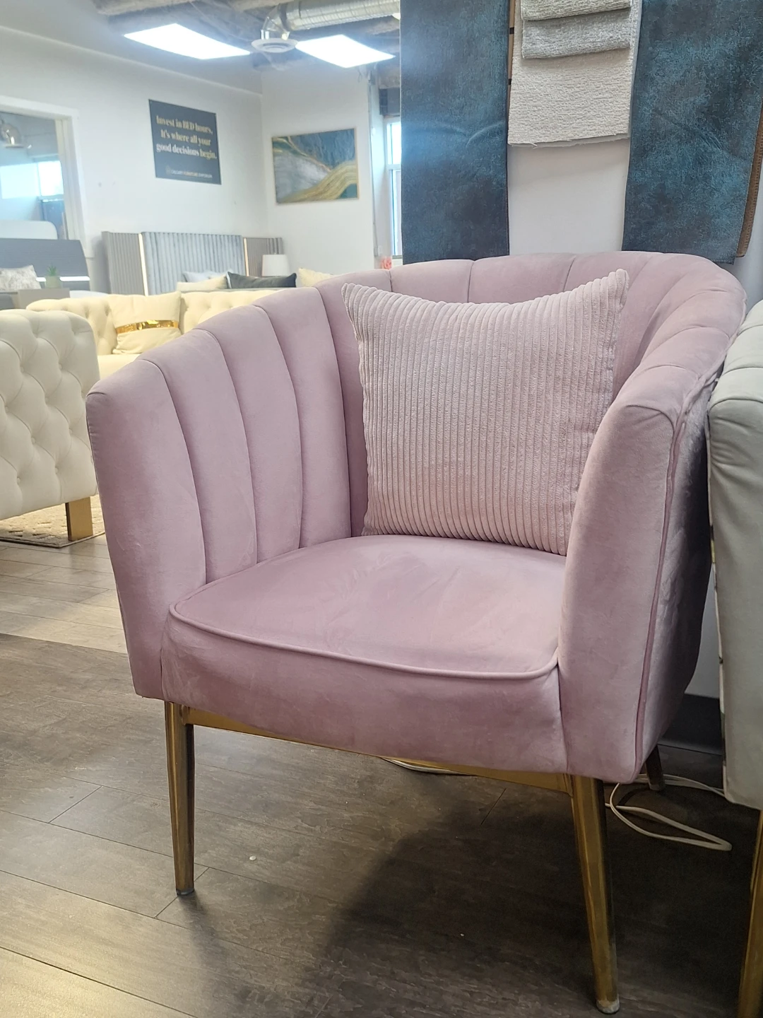 Pink Velvet Accent Chair