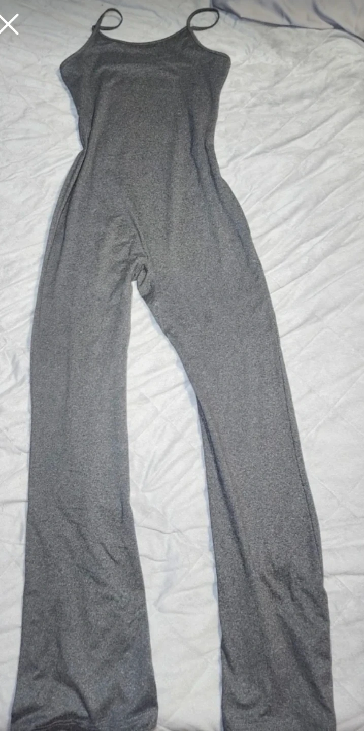 Grey Jumpsuit with Spaghetti Straps