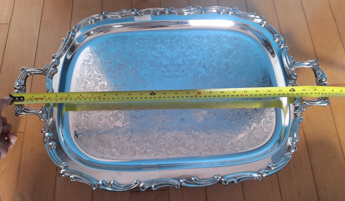 Vintage Silver Plated XL 28" Footed Serving Tray - photo 5