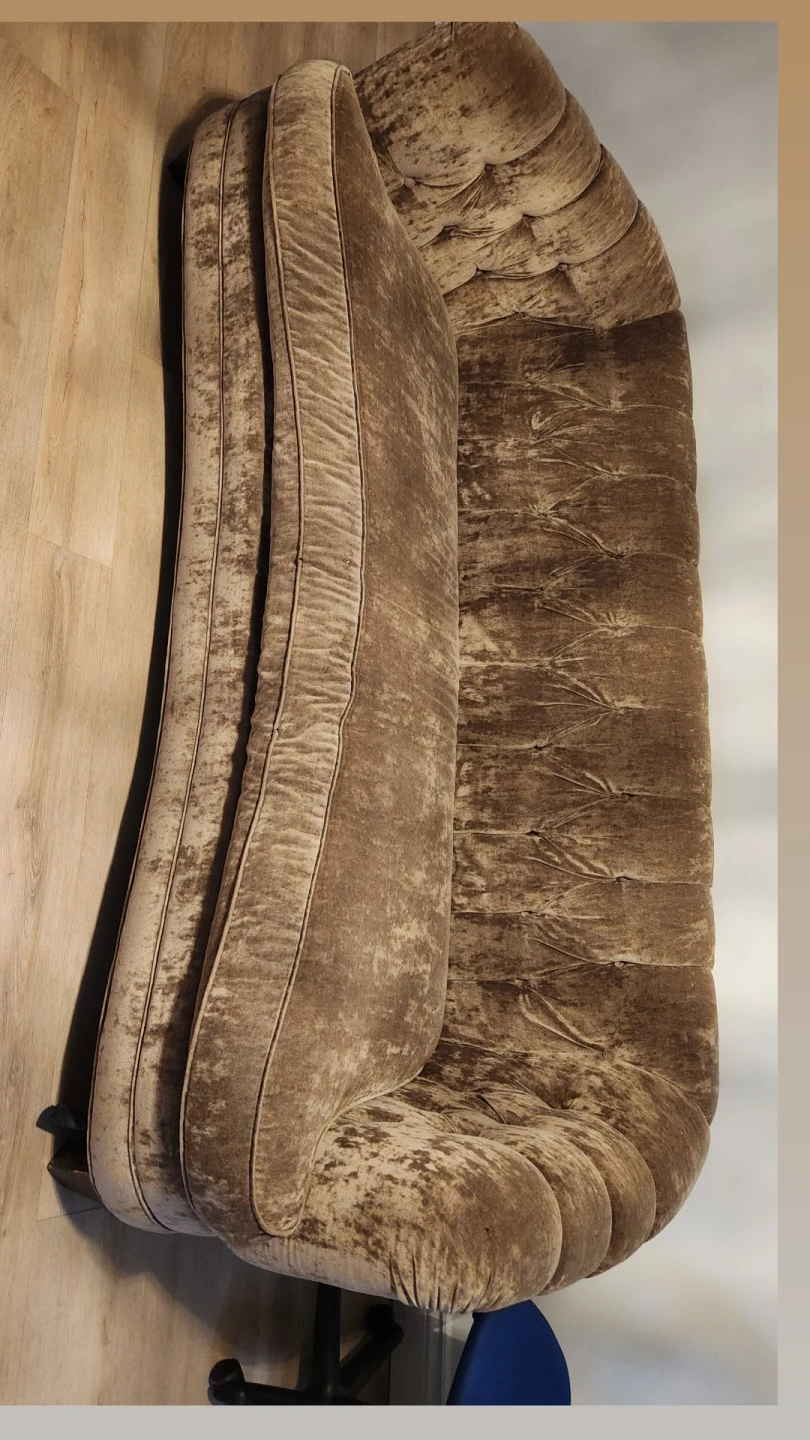 Brown Velour Tufted Sofa