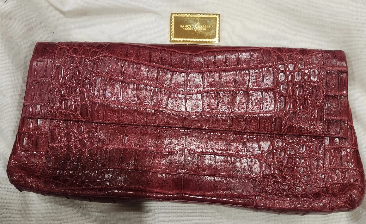 Nancy Gonzalez Burgundy Caiman Clutch