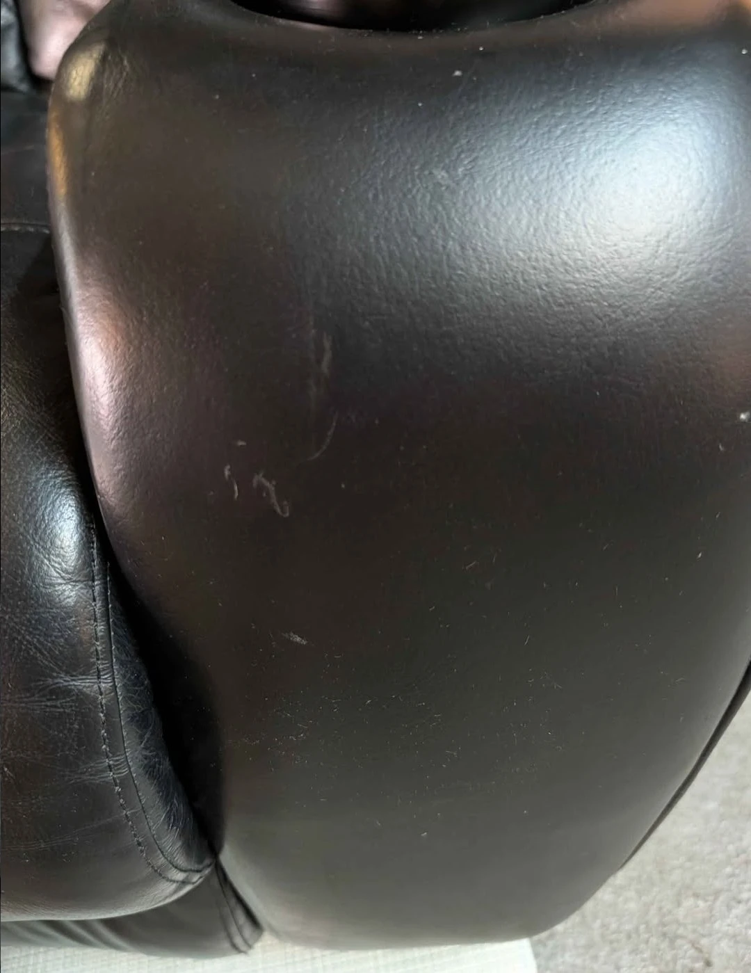 Black Leather Power Reclining Sofa with Cup Holders - photo 4