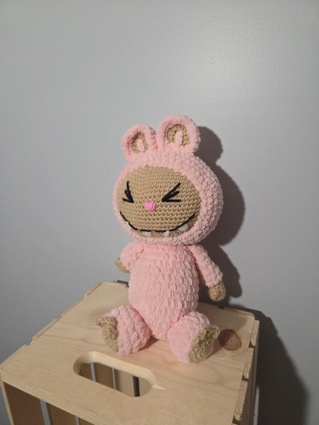 Handmade Crochet Plush Toy - Pink Bunny Outfit