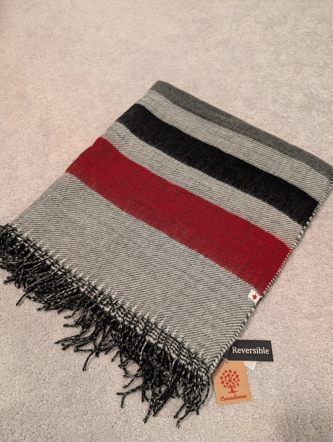 Reversible Striped Blanket Scarf