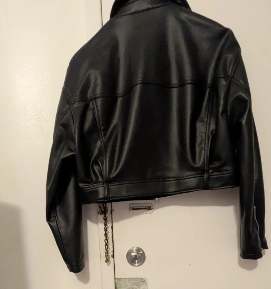 Zara Black Faux Leather Cropped Jacket - photo 2