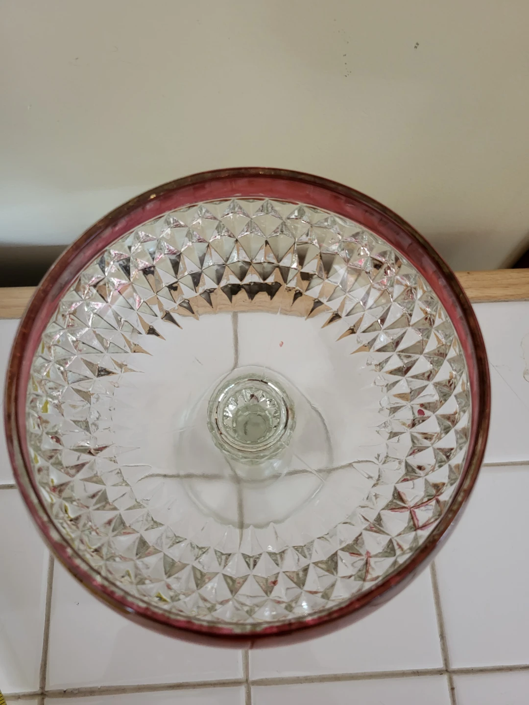 Ruby Flashed Diamond Point Compote by Indianna Glass - photo 2