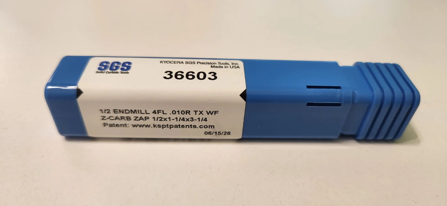 SGS 1/2" Endmill 4FL .010R TX WF Z-Carb