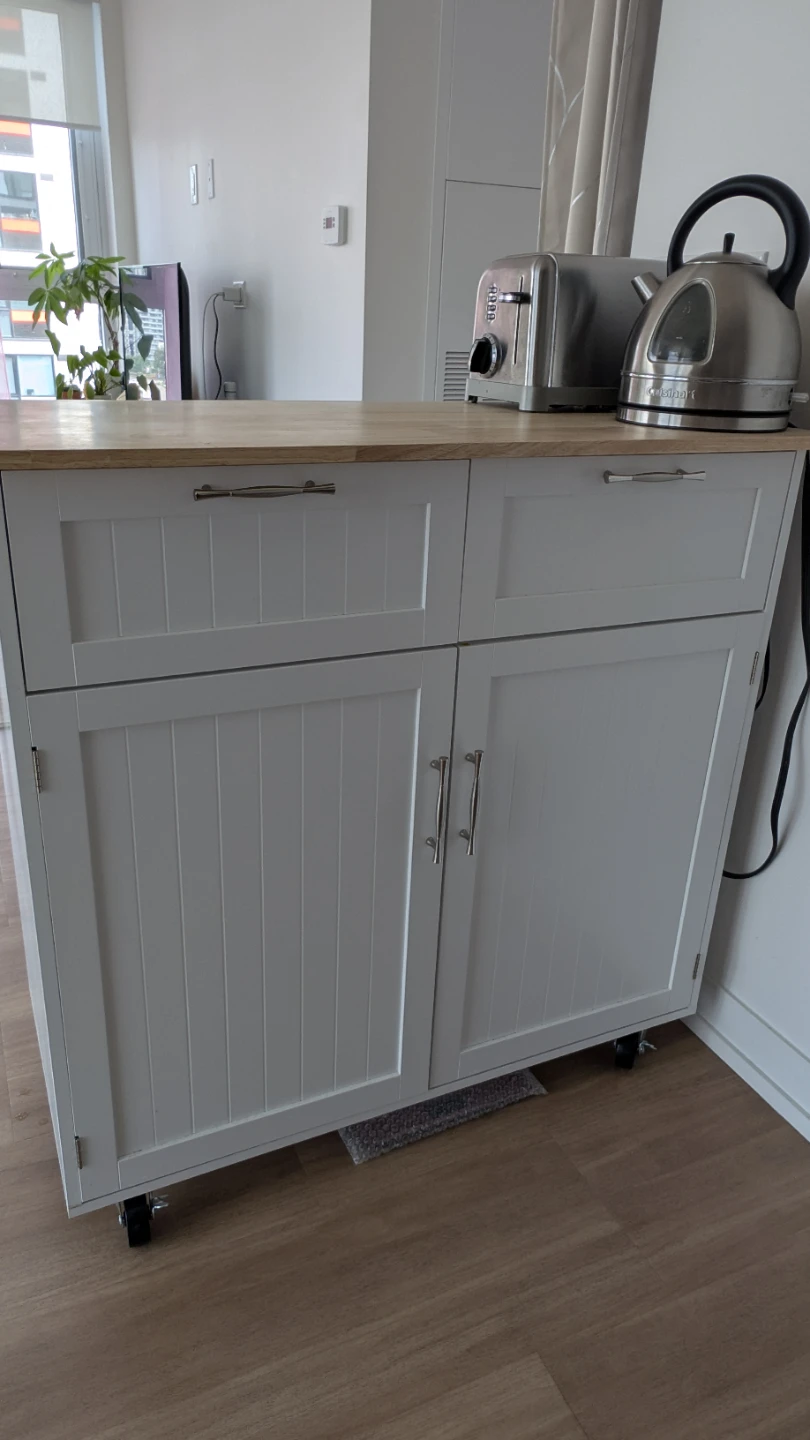 White Rolling Kitchen Island / Cart – Like New - photo 2
