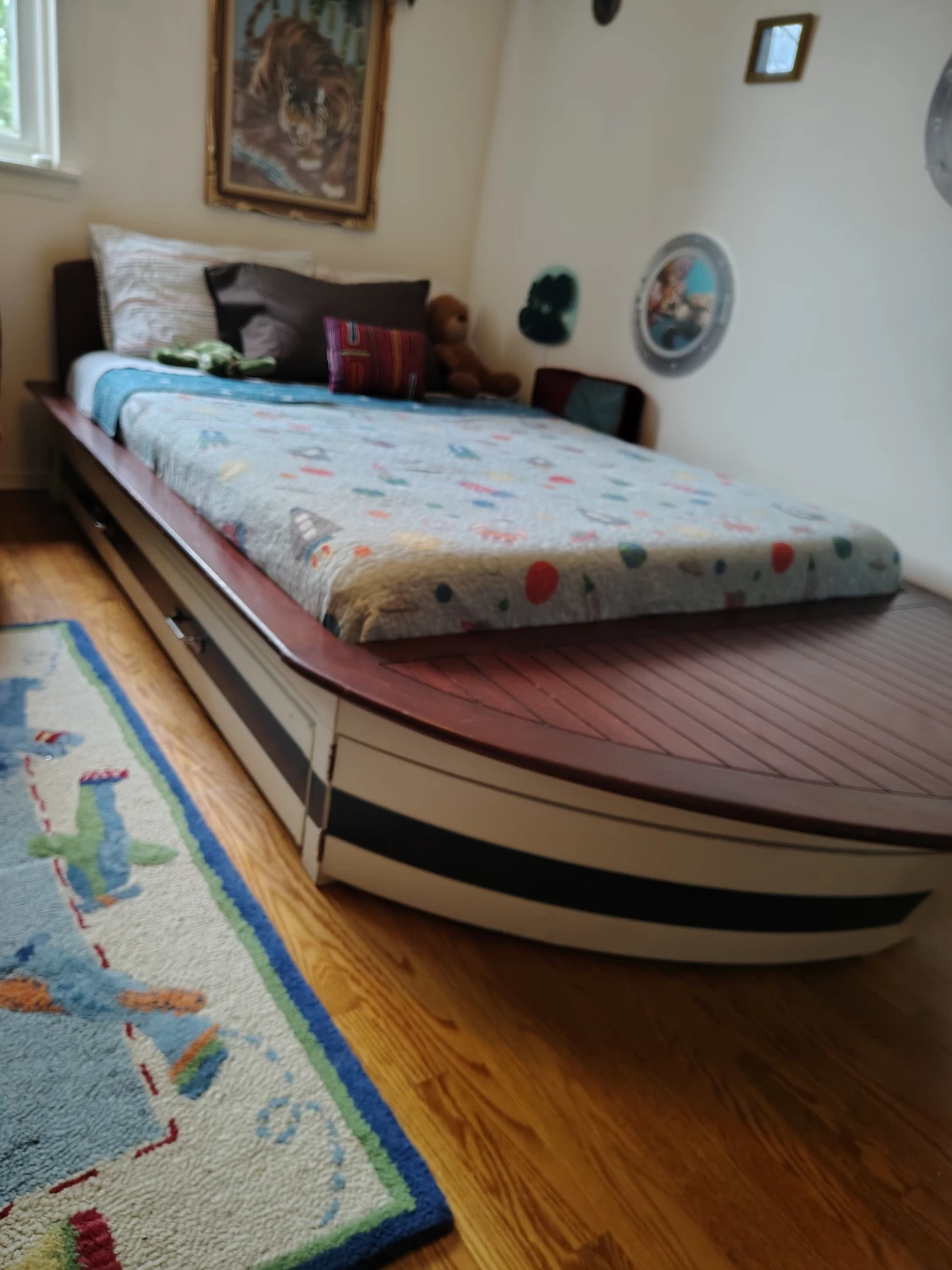 Pottery Barn Kids Speedboat Double Trundle Bed with Storage