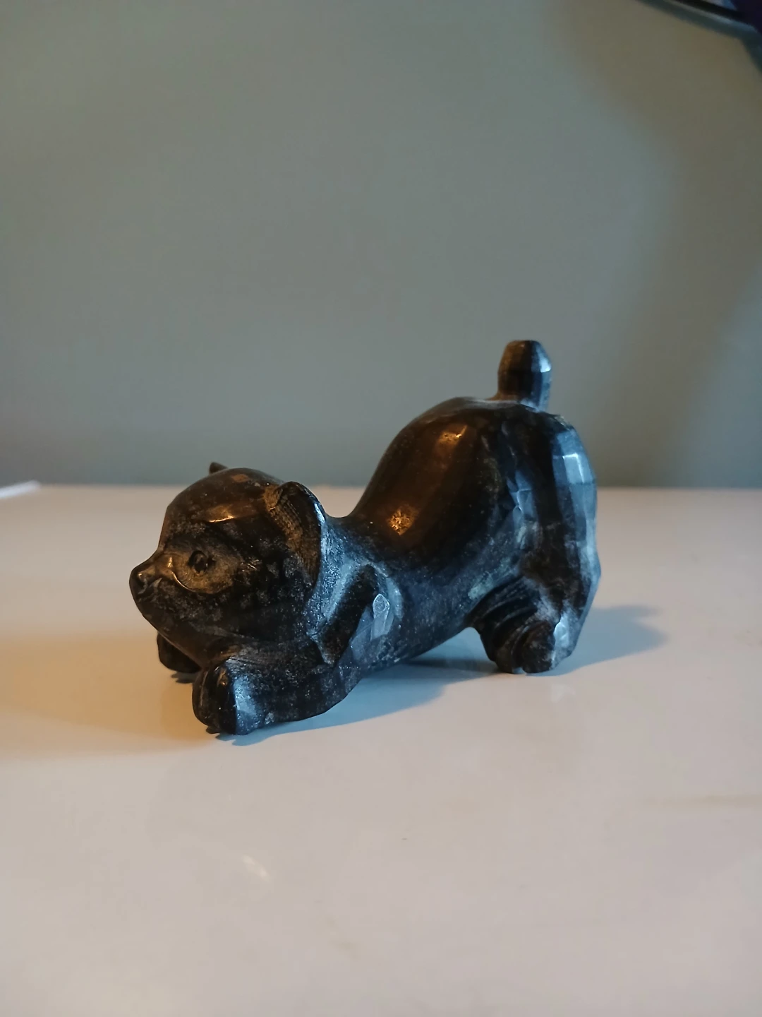 Carved Stone Cat Figurine - photo 3