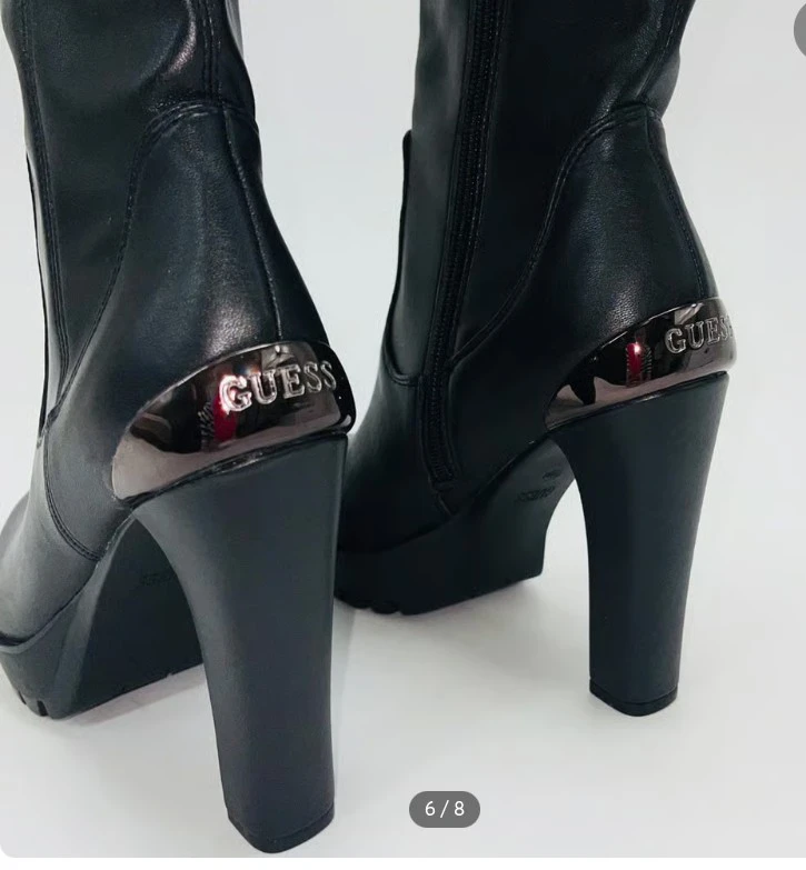 Black Guess Heeled Platform Boots