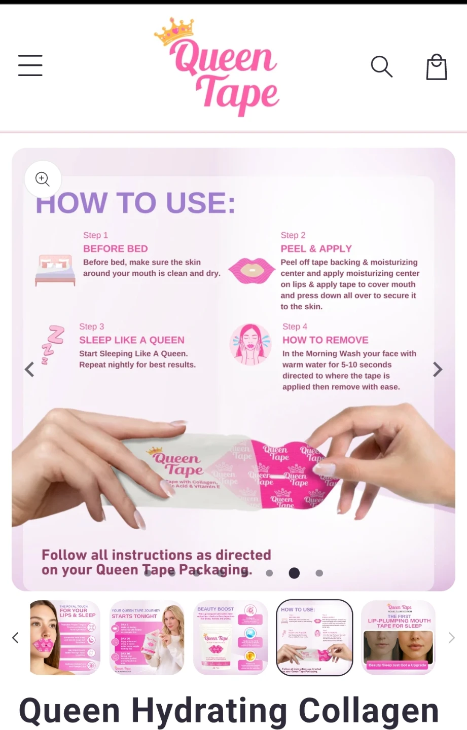 Queen Tape Hydrating Collagen Mouth Tape - photo 5