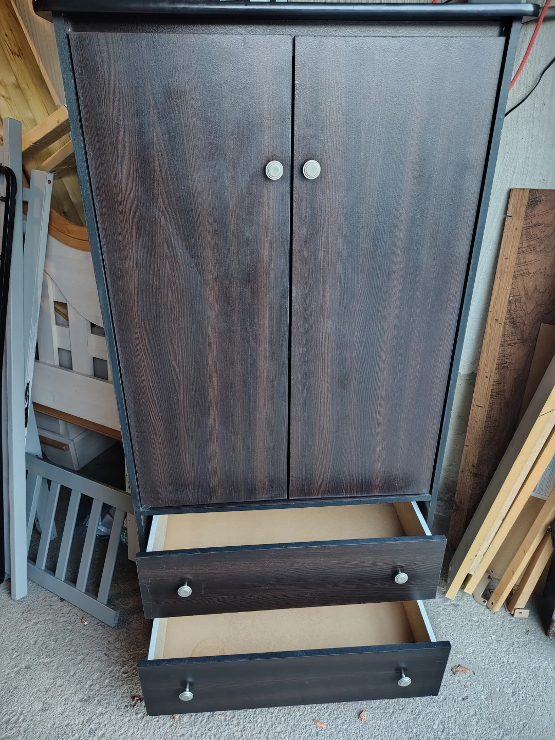 Dark Brown Wardrobe with Drawers - photo 3