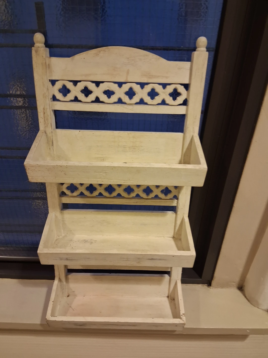 White Wooden Tiered Shelf Unit - photo 3