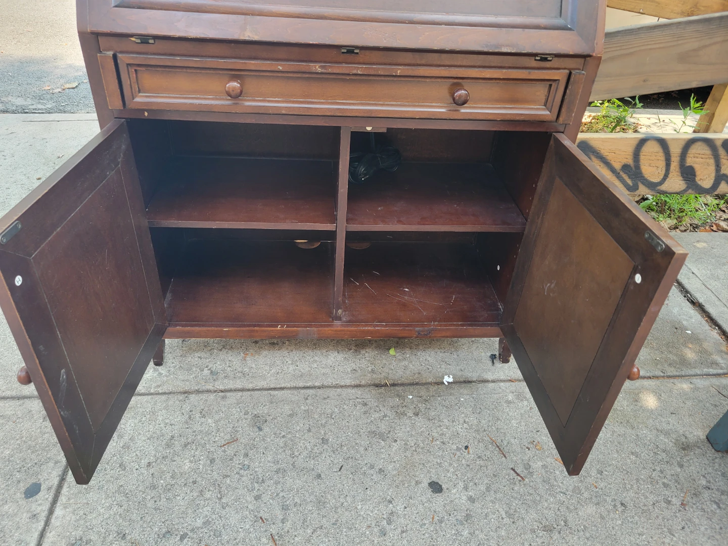 Vintage Wooden Secretary Desk with Cabinet (dresser) - photo 5