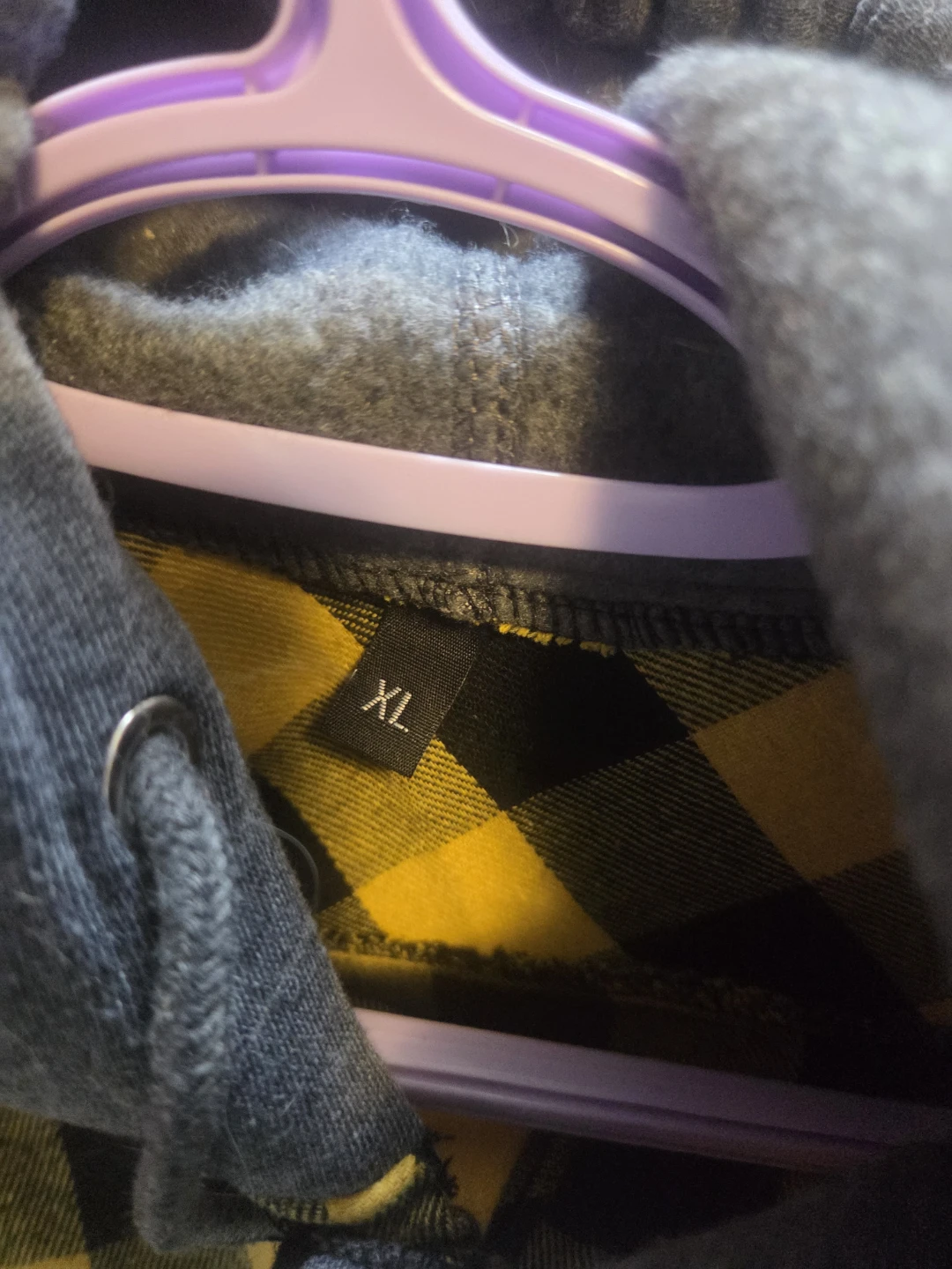 Yellow and Black Plaid Hooded Flannel Shirt XL - photo 2