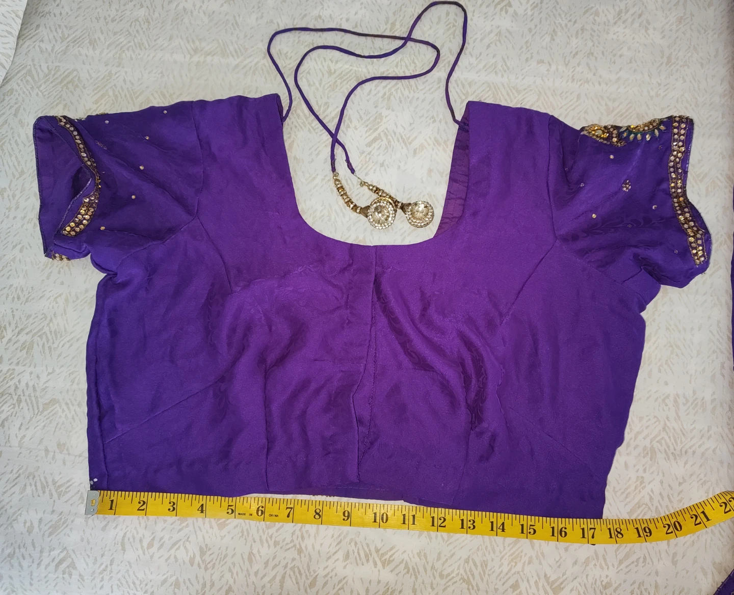 Purple Blouse and Saree Set with Embellishments