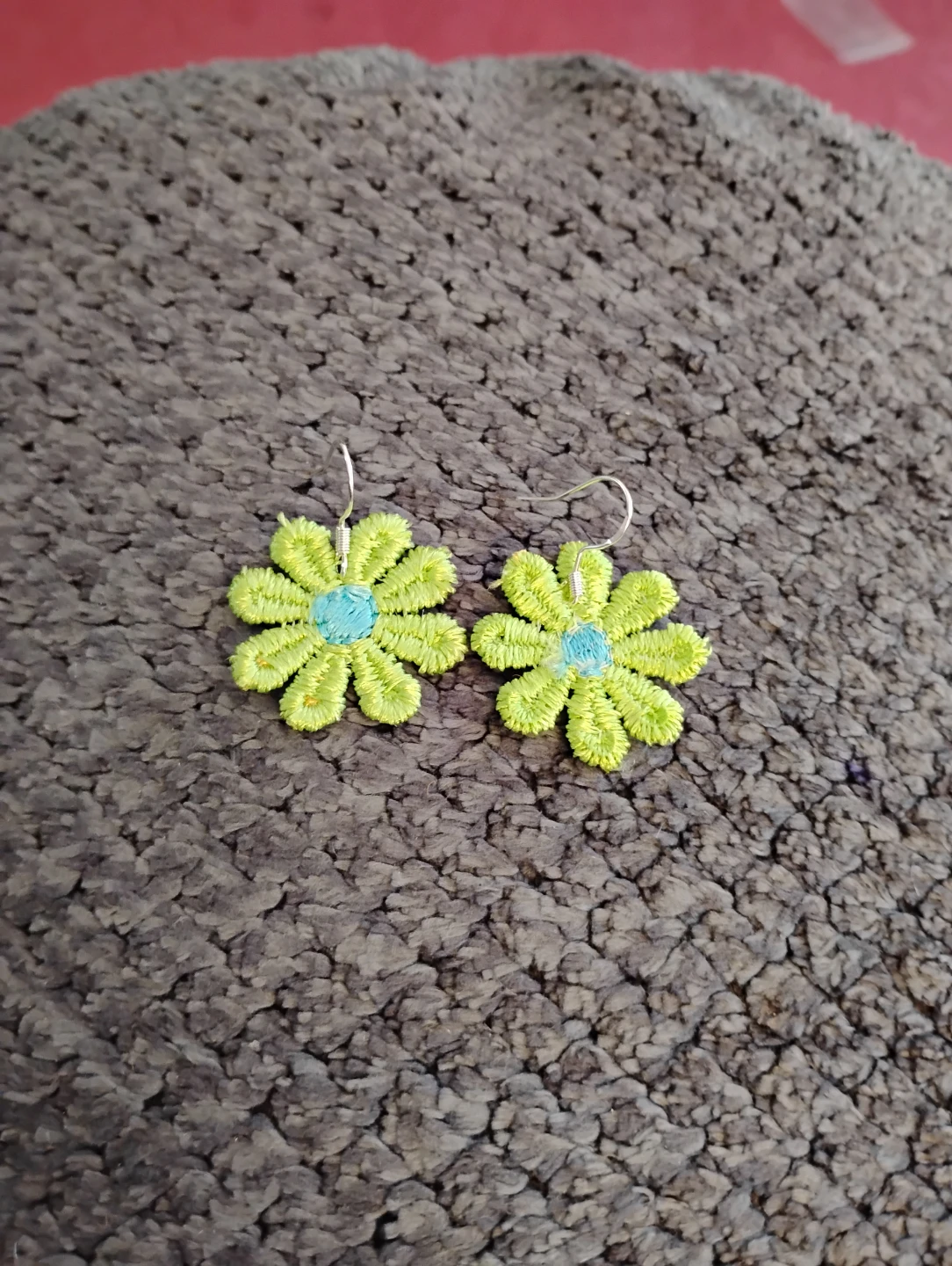 Lime Green Flower Earrings - photo 2