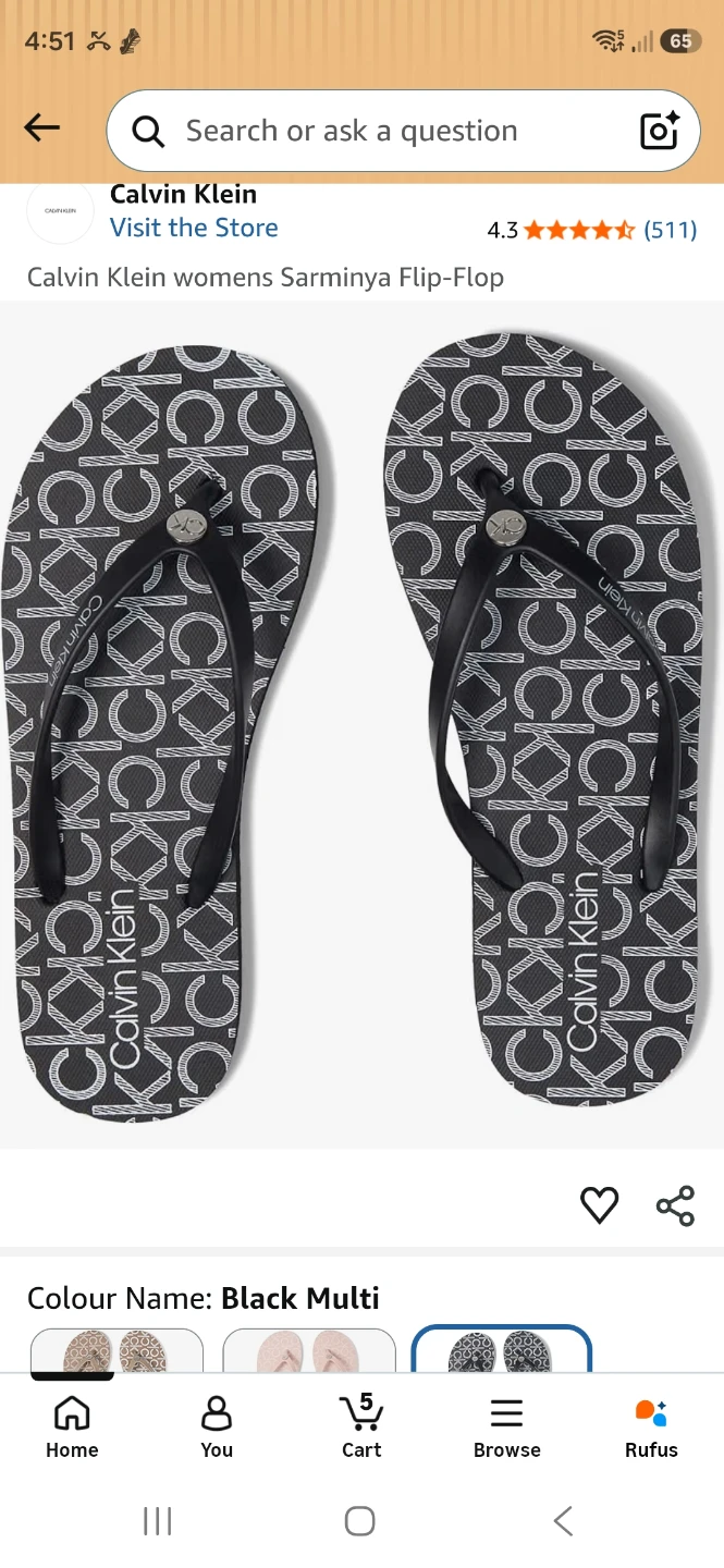 Calvin Klein Women's Sarminya Flip-Flops - Black Multi
