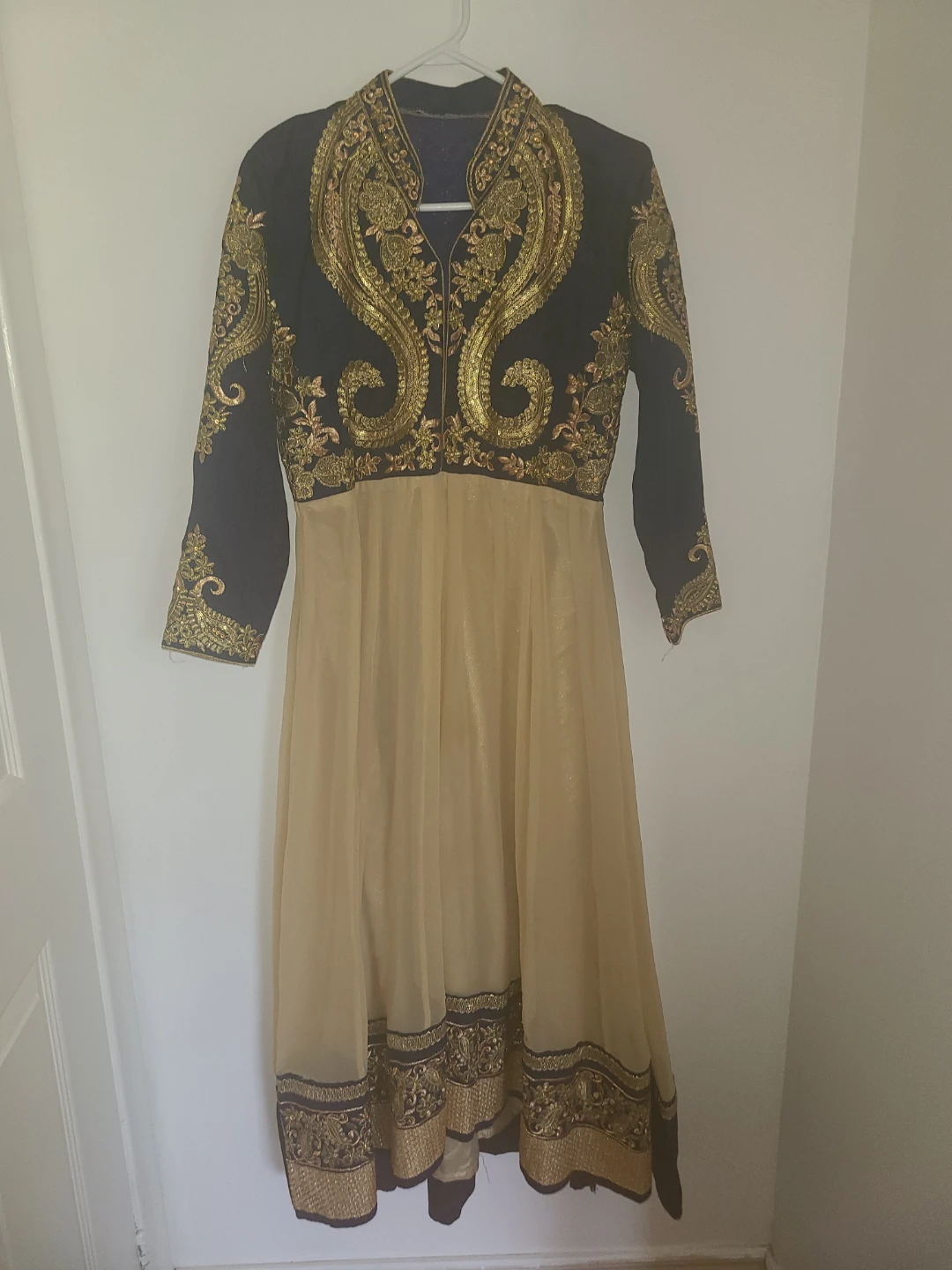 Embroidered Anarkali Dress - Black & Gold