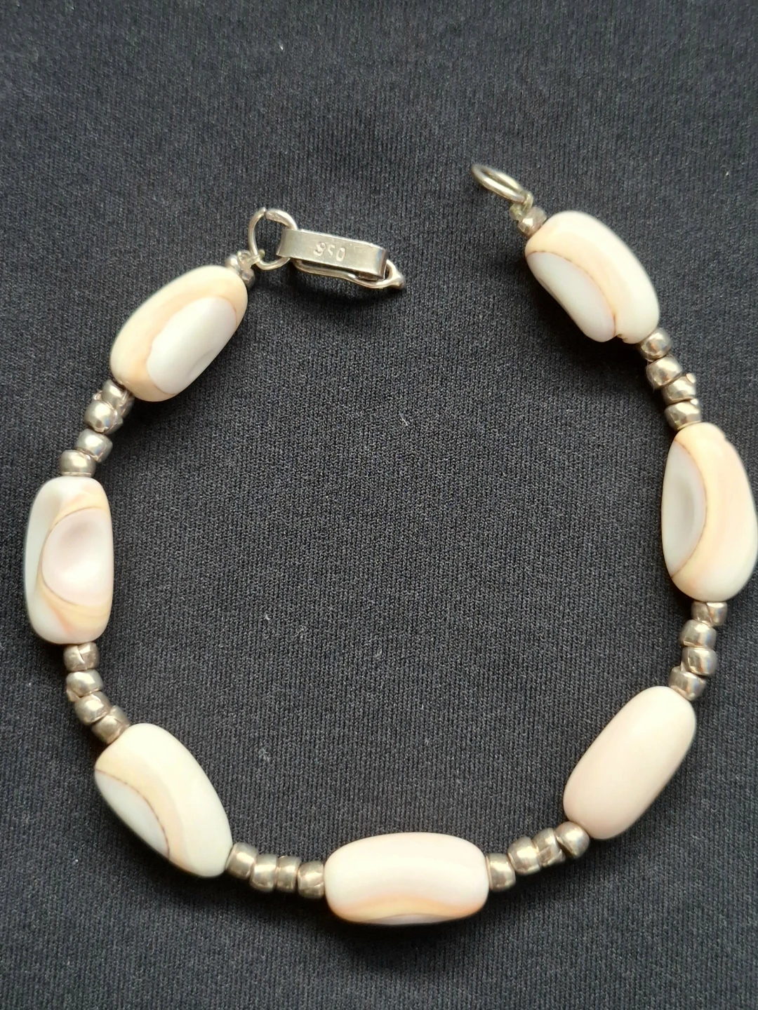 Shell and Sterling Silver 950 Bead Bracelet - photo 3