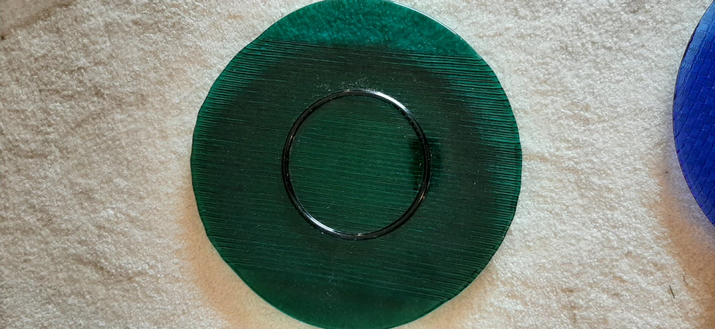 Emerald green ribbed art glass platter