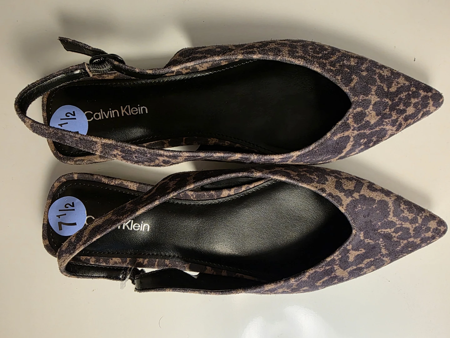 Calvin Klein Leopard Print Slingback Flats Size 7.5