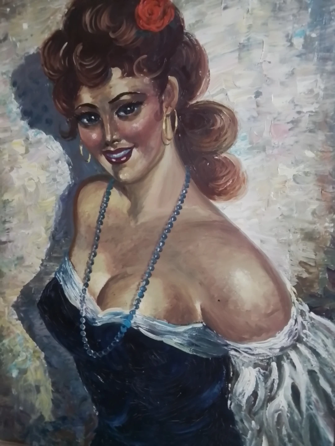 Vintage Mid-Century Portrait Oil Painting – Striking Flamenco - photo 3