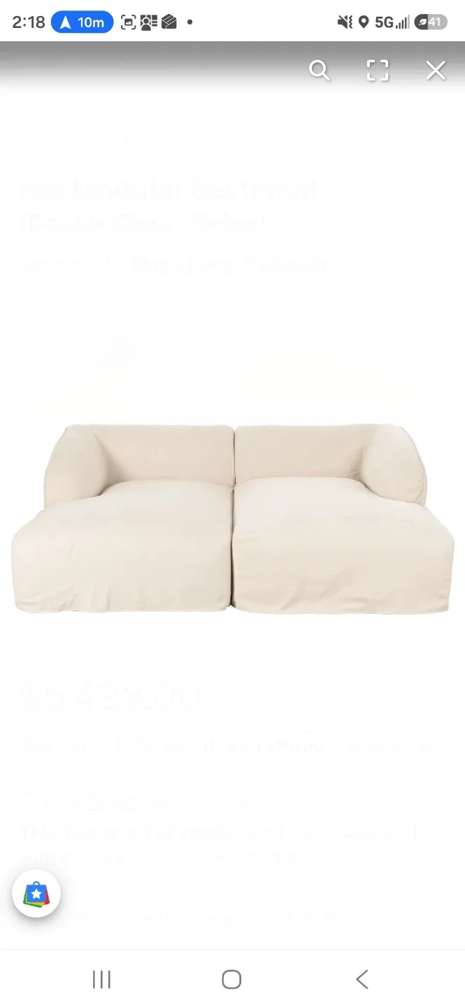 Moe's Isla Modular Sectional (Double Chair - Beige)