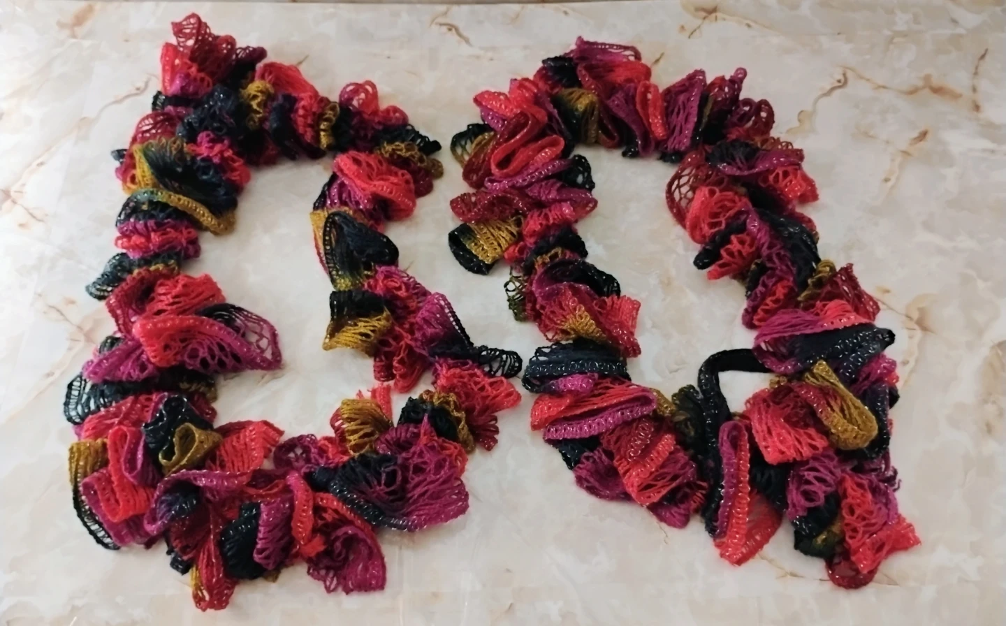 COLORFUL HANDMADE CROCHETED RUFFLE SCARVES - photo 4