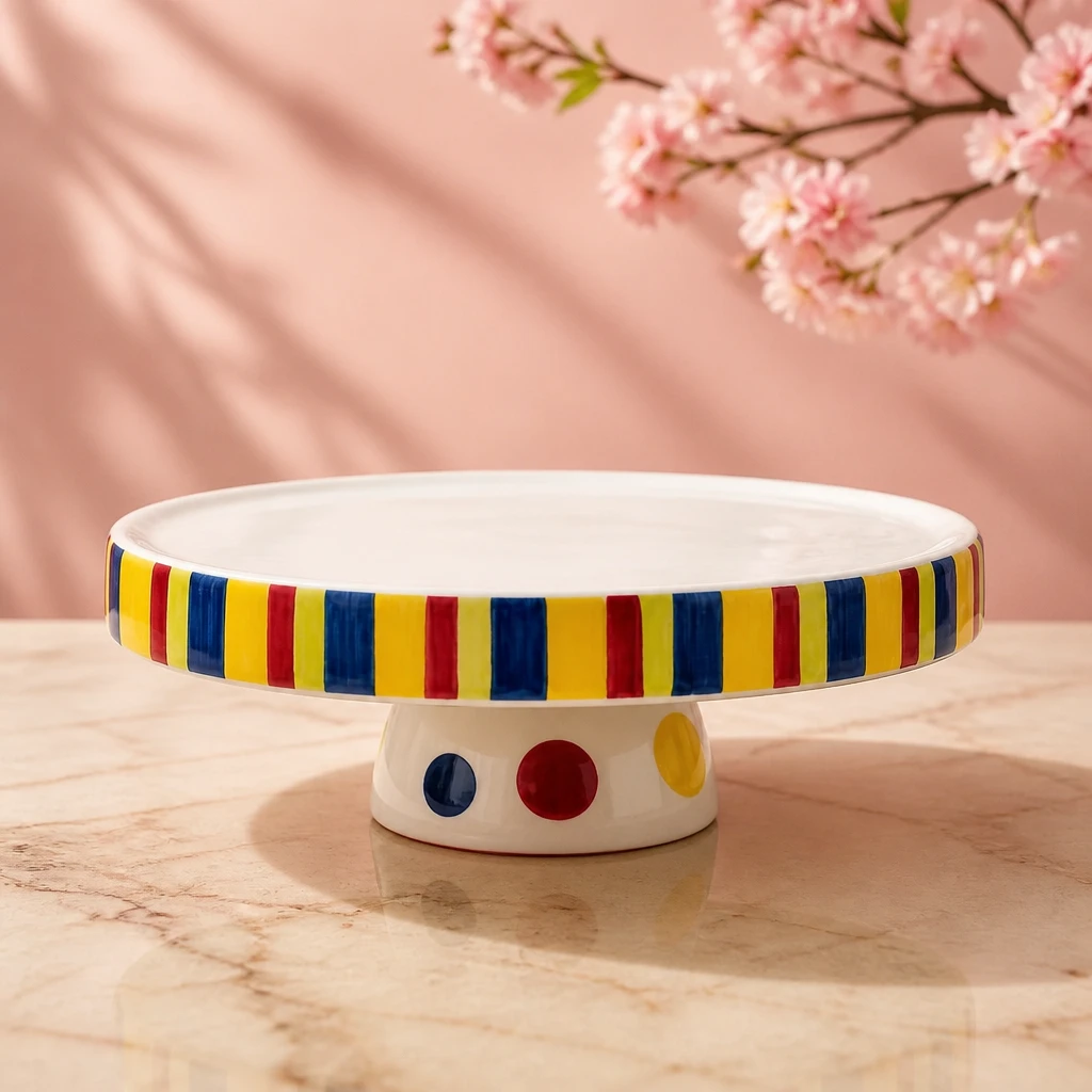 Colorful Ceramic Cake Stand with Pedestal Bowl - photo 4