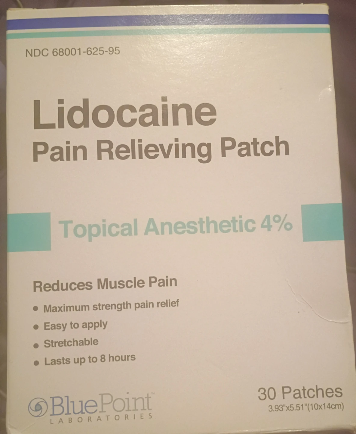 Blue Point Lidocaine Pain Relieving Patch - 30 Patches