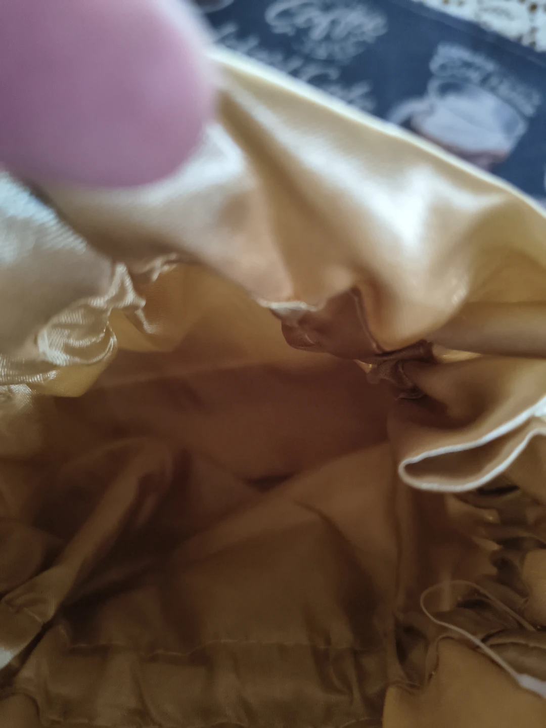 Gold Satin Drawstring Handbag with Rose Accent - photo 4