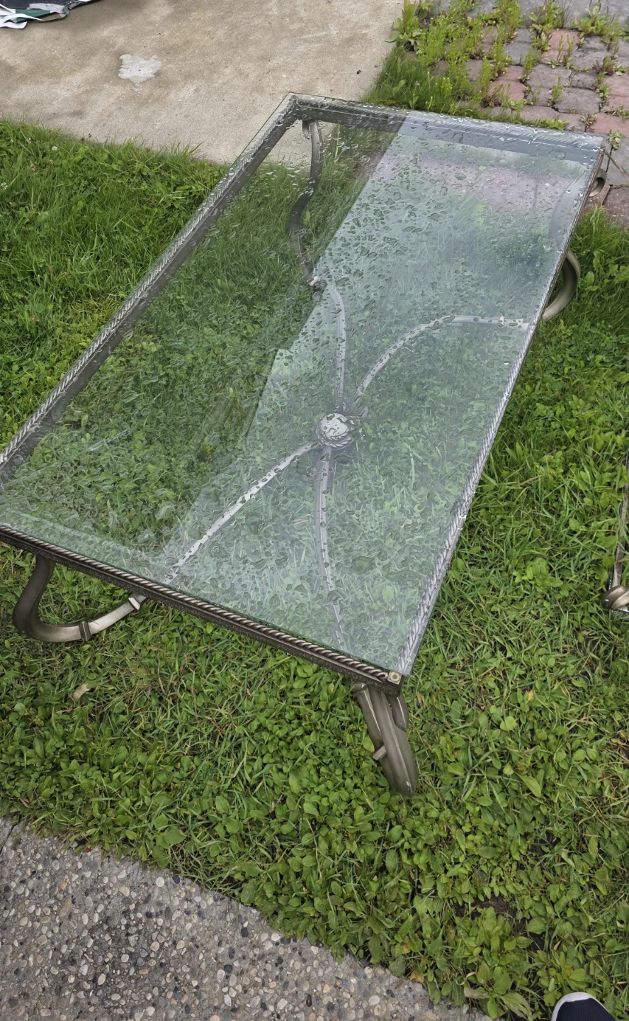 Metal Frame Coffee Table with Glass Top